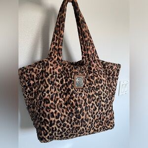 Brighton Knox Extra Large Catwalk Leopard travel bag puffy tote